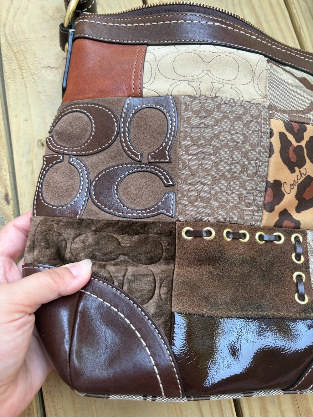 Coach Patchwork Brown Multi-Color Women’s Shoulder Bag - Picture 12 of 15